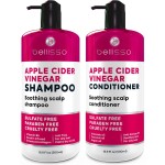 Apple Cider Vinegar Shampoo and Conditioner Set - Stop Flaky and Itchy Scalp - Sulfate Paraben Free Anti Dandruff Soothing Treatment for Dry, Oily and Damaged Hair - Intense Care for Women and Men