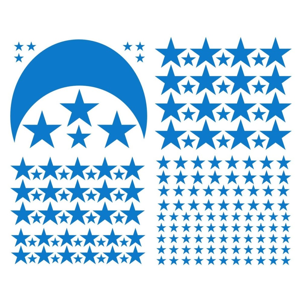Moon and Stars Wall Decal Vinyl Sticker for Kids Boy Girls Baby Room Decoration Good Night Nursery Wall Decor Home House Bedroom Design YMX16 (Medium Blue)