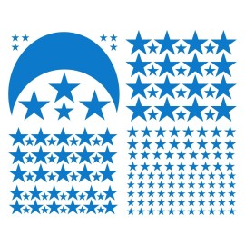 Moon and Stars Wall Decal Vinyl Sticker for Kids Boy Girls Baby Room Decoration Good Night Nursery Wall Decor Home House Bedroom Design YMX16 (Medium Blue)