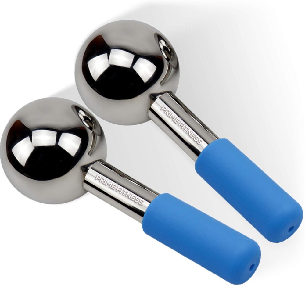 Ice Globes for Facials | Unbreakable Steel Cooling Roller | Cryo Sticks for Face | Massager for Face Neck & Eyes | Skin Care for Dark Circles, Puffiness, Wrinkles, Collagen Production (Blue)