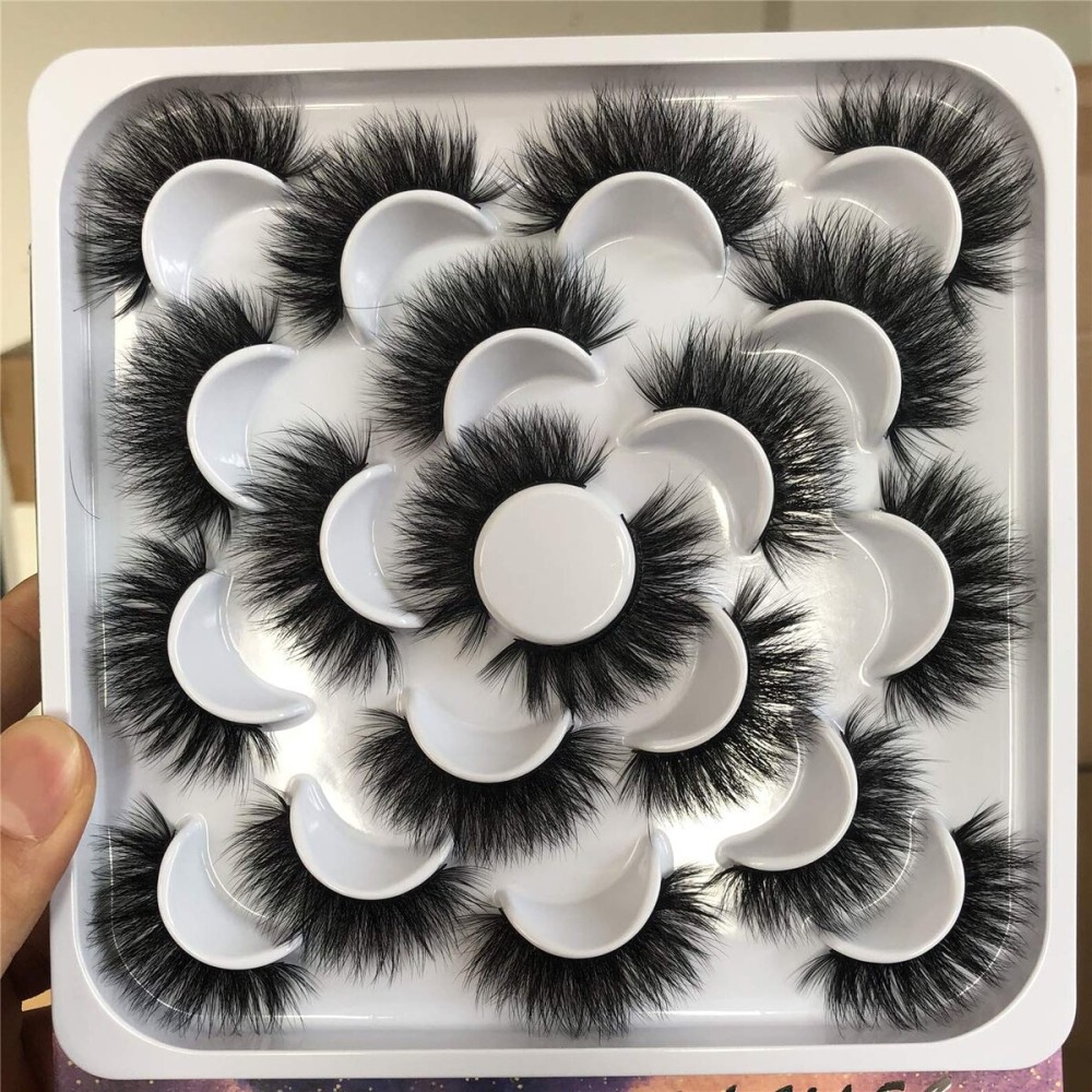 ALICROWN Fuzzy Mink Lashes, Faux Mink Eyelashes 3D Volume Lashes Pack Handmade Dramatic Thick Crossed Fake Eyelashes Soft Reusable 10 Pairs