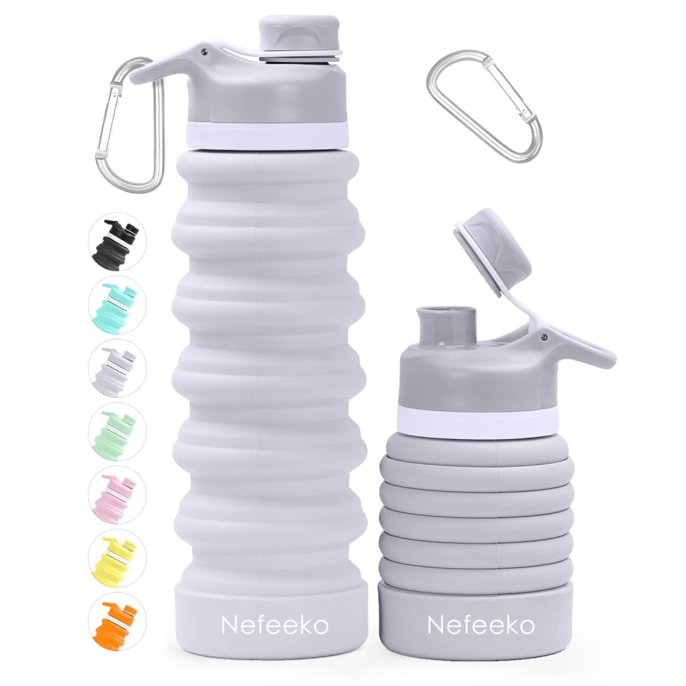 Nefeeko Collapsible Water Bottle, 26oz Silicone Foldable Water Bottles Leakproof BPA Free Travel Water Bottles with Carabiner, Portable Sport Water Bottles for Camping,Hiking Outdoor Indoor Sport