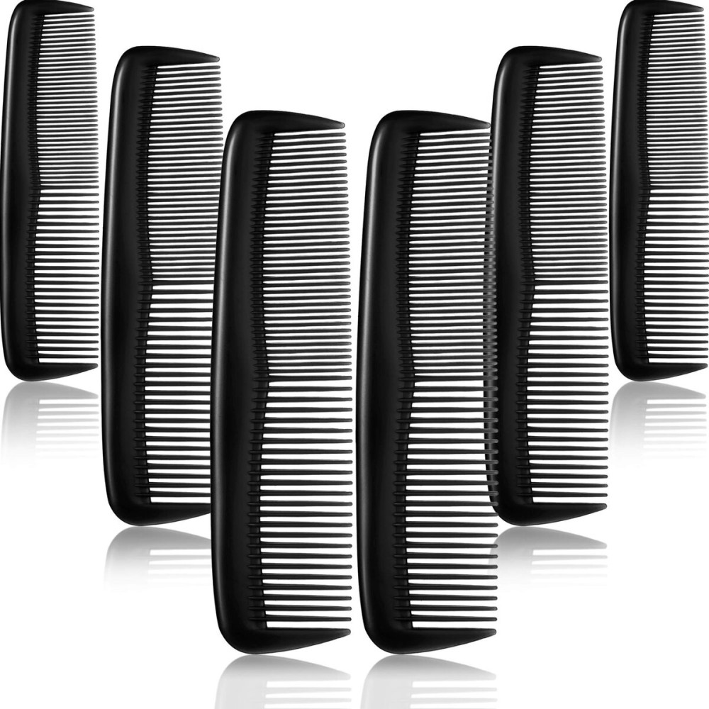 Leinuosen 12 Pieces Hair Combs Set Pocket Plastic Fine Tooth Dressing Comb for Women and Men, Peines Para Cabello(Black)