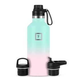 IRON FLASK Camping & Hiking Hydration Flask with Spout, BPA-Free Insulated Stainless Steel Sports Water Bottle - 32 oz Midnight Black