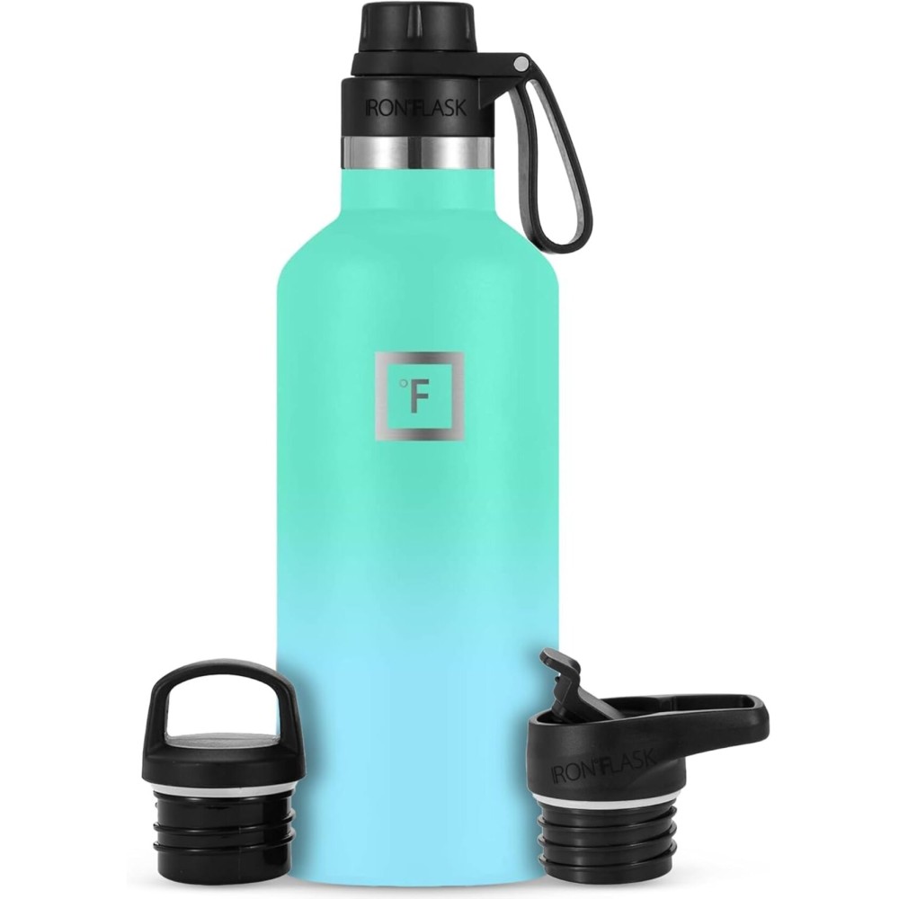 IRON FLASK Camping & Hiking Hydration Flask with Spout, BPA-Free Insulated Stainless Steel Sports Water Bottle - 32 oz Sky