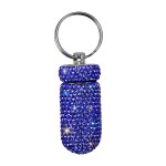 Portable Pill Case Pill Container Waterproof Pill Holder with Keychain Bling Pill Box Medicine Dispenser Bottle Storage for Outdoor Camping Travel (Royal Blue)