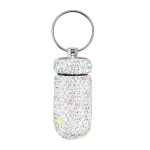 Portable Pill Case Pill Container Waterproof Pill Holder with Keychain Bling Pill Box Medicine Dispenser Bottle Storage for Outdoor Camping Travel (White)