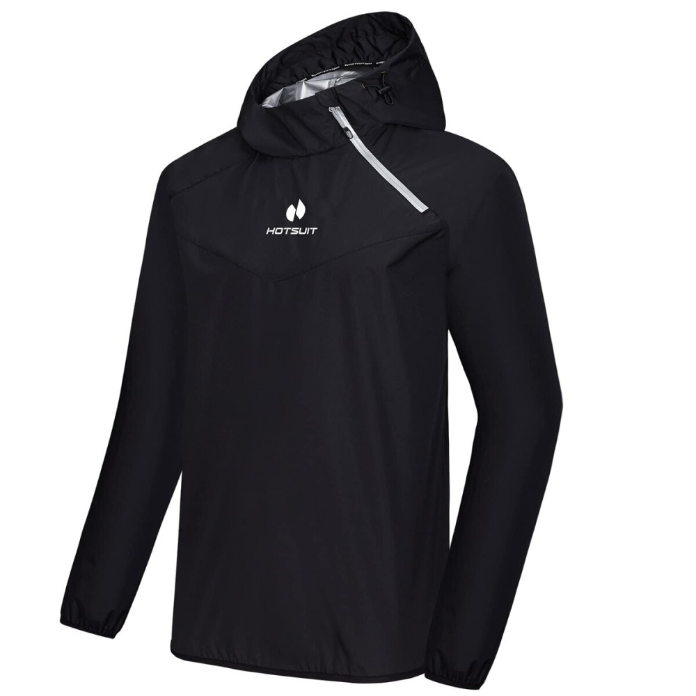 HOTSUIT Sweat Suits Sauna Suit Men Weight Loss Gym Exercise Workout Jacket, Black, M