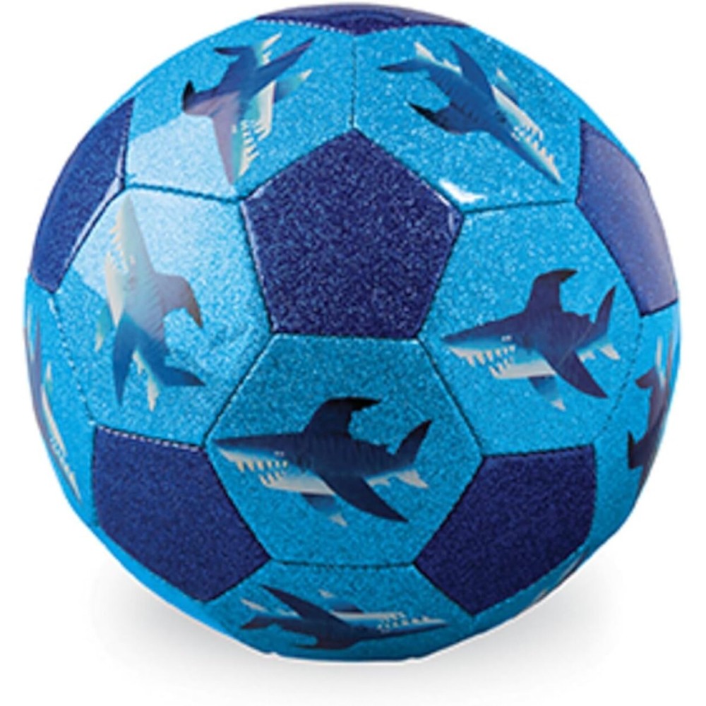 Crocodile Creek Glitter Soccer Ball - Inflatable Rubber Ball for Kids Ages 4 and Up - for Indoor and Outdoor Sports - PVC-Free - Shark City - 7-inch Diameter
