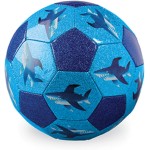 Crocodile Creek Glitter Soccer Ball - Inflatable Rubber Ball for Kids Ages 4 and Up - for Indoor and Outdoor Sports - PVC-Free - Shark City - 7-inch Diameter