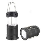 Censinda LED Camping Lantern, Solar and Rechargeable Lantern Flashlight Collapsible and Portable Light for Daily/Camp/Hiking/Night Fishing/Emergency/Hurricanes/Storm(Black, 1 Pack)