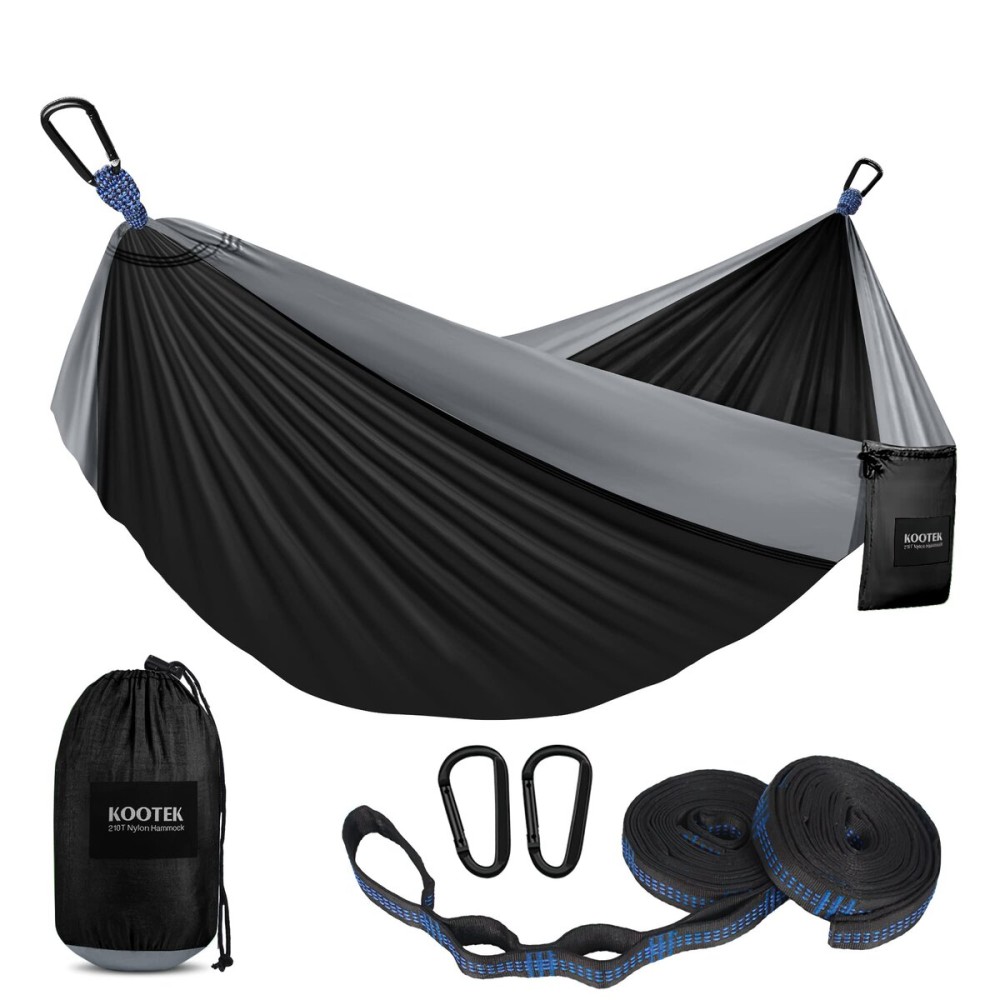 Kootek Camping Hammock 500 lbs Capacity, Portable Hammocks with Tree Straps & Attached Carry Bag, Camping Essentials Gear, Perfect for Outside Indoor Hiking Beach Backpack Travel