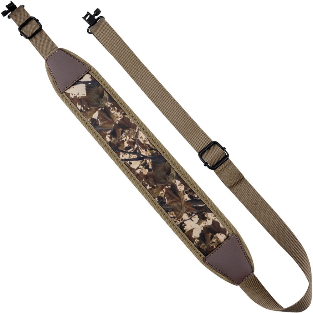 EZshoot Rifle Sling Shotgun Sling with Swivels, Gun Sling Comfortable Neoprene Padded, Two Point Sling Rifle Strap Shoulder Length Adjustable for Outdoors Camo Khaki