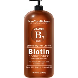 New York Biology Biotin Conditioner for Hair Growth and Thinning Thickening Formula for Hair Loss Treatment For Men & Women Anti Dandruff - 16.9 fl Oz