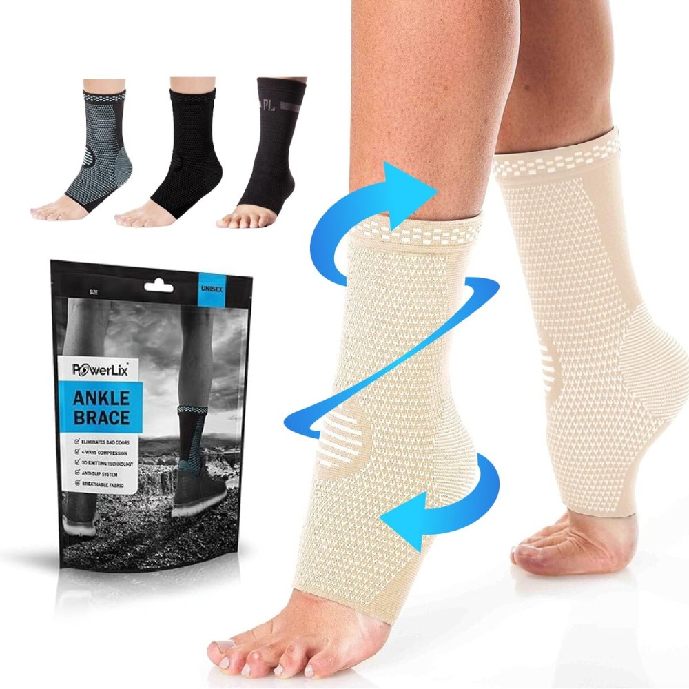 POWERLIX Legs Orthopedic Brace Compression Support Sleeve (Pair) for Plantar Fasciitis, Swelling, Tendinitis, Arthritis, Sprain