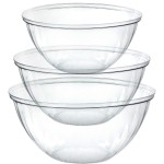 PLASTICPRO Disposable Combo Set of Salad Bowl Includes 2, 48 Ounce 2, 96 oz 2, 150 Ounce Round Crystal Clear Plastic Serving Bowl
