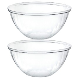 PLASTICPRO Disposable 48 Ounce Round Crystal Clear Plastic Serving Bowls, Party Snack or Salad Bowl, Chip Bowls, Snack Bowls, Candy Dish, Salad Container Pack of 8