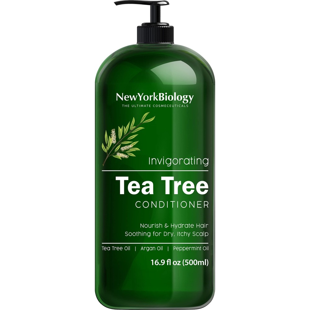 New York Biology Tea Tree Conditioner - Deep Cleanser - Relief for Dandruff and Dry Itchy Scalp - Therapeutic Grade - Helps Promote Hair Growth - 16.9 fl Oz