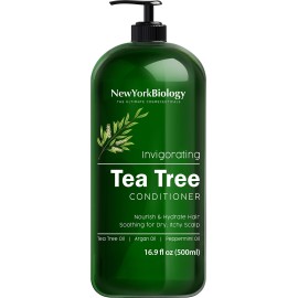 New York Biology Tea Tree Conditioner - Deep Cleanser - Relief for Dandruff and Dry Itchy Scalp - Therapeutic Grade - Helps Promote Hair Growth - 16.9 fl Oz