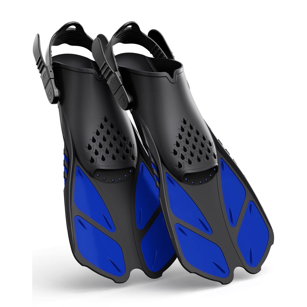 Greatever Snorkel Fins Adjustable Buckles Open Heel Swim Flippers Travel Size Short Swim Fins for Snorkeling Diving Swimming Adult Men Womens