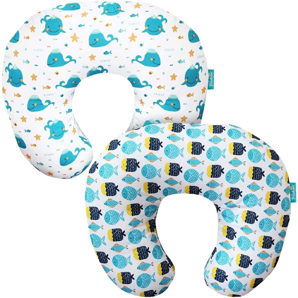 Biloban Nursing Pillow Cover 2 Pack for Breastfeeding Pillow, Ultra Soft and Cozy Nursing Slipcovers, Snug Fits Boppy Pillow, Perfect Choice for Mom