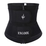 ANGOOL Neopren Waist Trainer For Women,Workout Plus Size Trimmer Belt Sauna Sweat Corset Cincher With Zipper Black