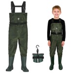 TIDEWE Chest Waders for Kids, Waterproof Youth Waders with Boot Hanger, Lightweight PVC Kids Chest Waders with Boot for Fishing & Hunting (Size 2/3T)