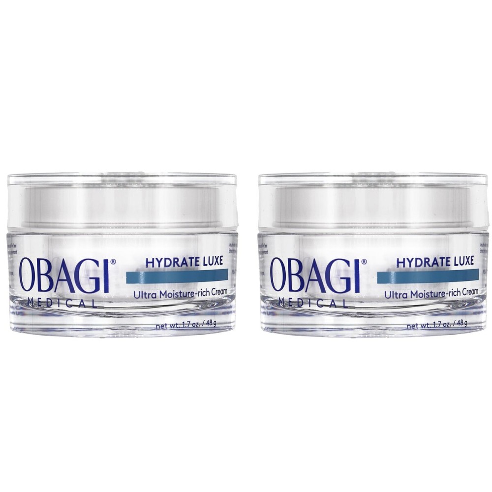 Obagi Hydrate Luxe Ultra-Rich Facial Moisturizer - Non-Comedogenic with Tara Seed Extract and Biomimetic Peptides - Intensive Night Face Cream for Dry, Sensitive or Aging Skin - Two Pack, 2 * 1.7 oz