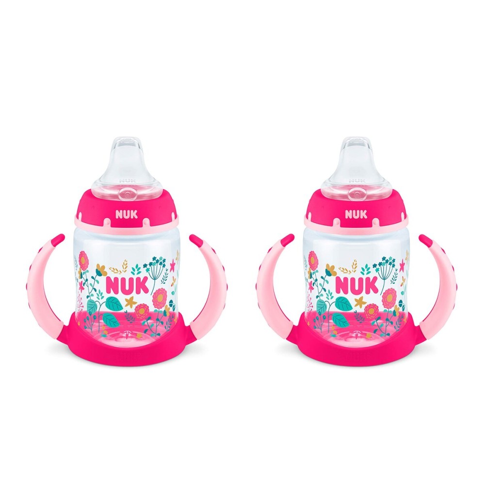 NUK Learner Cup, 5oz, 2-Pack, Flowers - BPA Free, Spill Proof Sippy Cup