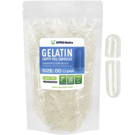 XPRS Nutra Size 00 Empty Capsules - 500 Count Empty Gelatin Capsules - DIY Capsule Filling - Fillable Pill Gel Caps for Do-It-Yourself Supplements (Clear)