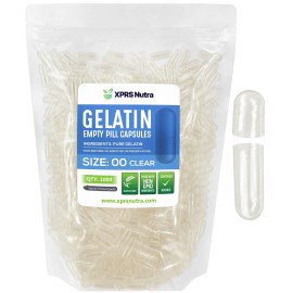 XPRS Nutra Size 00 Empty Capsules - 1000 Count Joined Empty Gelatin Capsules - DIY Capsule Filling - Fillable Pill Gel Caps for Do-It-Yourself Supplements Fill These Gelcaps Yourself (Clear)