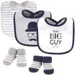 Hudson Baby Unisex Baby Cotton Bib and Sock Set, Little Big Guy, One Size