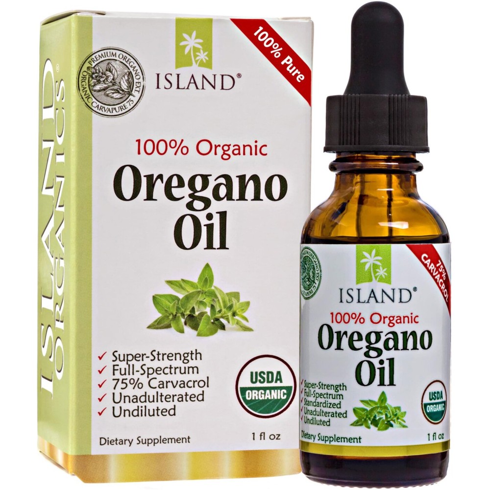 Island Nutrition, Oregano Oil Organic Liquid Drops - 100% Pure & Undiluted - USDA-Certified Organic (1 oz) 75% Carvacrol - Grown in Spain - Immune Support Supplement with Oil of Oregano.