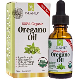 Island Nutrition, Oregano Oil Organic Liquid Drops - 100% Pure & Undiluted - USDA-Certified Organic (1 oz) 75% Carvacrol - Grown in Spain - Immune Support Supplement with Oil of Oregano.