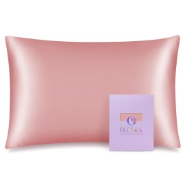 OLESILK 100% Mulberry Silk Toddler Pillowcase for Hair and Skin, Both Sides 19 Momme Pure Natural Silk Travel Pillow Cases with Hidden Zipper, 13x 18, Coral Pink