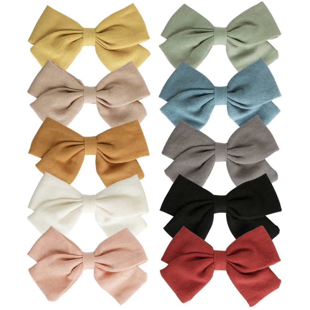 Baby Girl Hair Clips Bows Barrettes 10 Pack Fully Lined Alligator Clip 3.4 Inch Hair Accessories for Little Girls Toddler Kids Children