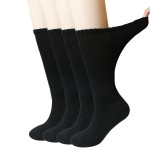 +MD 4 Pairs Non-Binding Women\'s Cushioned Moisture Wicking Diabetic Crew Dress Socks 9-11 Black