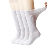 +MD 4 Pairs Non-Binding Women\'s Cushioned Moisture Wicking Diabetic Crew Dress Socks 9-11 White