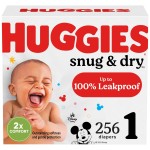 Huggies Size 1 Diapers, Snug & Dry Newborn Diapers, Size 1 (8-14 lbs), 256 Count (4 Packs of 64), Packaging May Vary