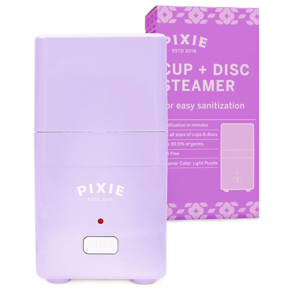 Pixie Menstrual Cup Sterilizer for Feminine Care - Ranked 1 for The Best Steamer - Kills 99.9% of Germs with Steam - Wash Your Period Disc or Cup in 3 Minutes! - Automatic Timing Shut-Off Switch
