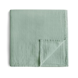 mushie Muslin Baby Swaddle Blanket | 100% Organic Cotton (Roman Green)