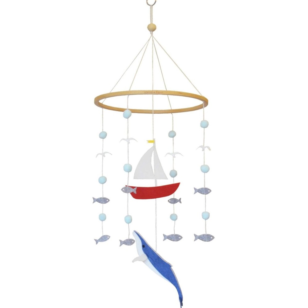 Baby Crib Mobile - Wooden Hanging Nursery Baby Mobile for Crib, Nursery Decor for Boys & Girls, Perfect Shower Gift (Whale and Sailboat Ocean) Also Fits Bassinets, Sorrel + Fern