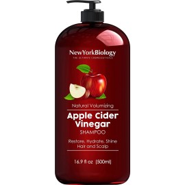 New York Biology Apple Cider Vinegar Shampoo - Helps Restore Shine, Hair Gloss and Hydration to Dry Hair and Itchy Scalp - Clarifying and Nourishing - Safe for All Hair Types - 16.9 fl Oz