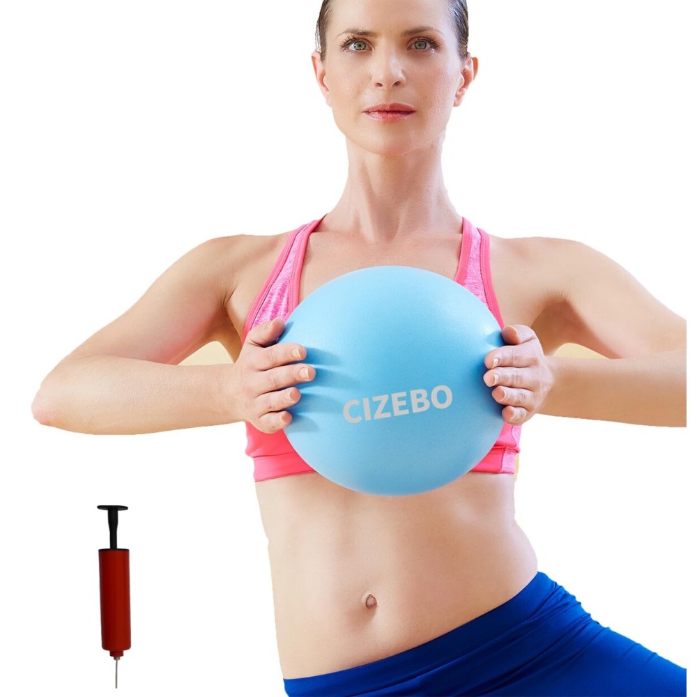 CIZEBO Pilates Ball 8 inch, Small Exercise Ball for Between Knees with Needle Pump for Core Workout & Physical Therapy Yoga PT, Blue