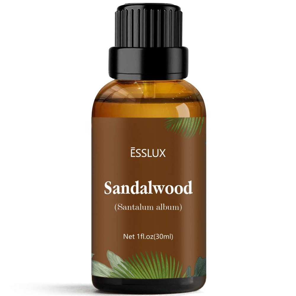 Sandalwood Essential Oil, ESSLUX Aromatherapy Essential Oils for Diffuser, Massage, Incense, Candle Making, Perfume, 30 ml