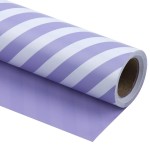WRAPAHOLIC 30 Inch Reversible Purple Wrapping Paper - Purple and Stripes Wrapping Paper for Birthday, Holiday, Wedding, Baby Shower - 30 inch x 33 feet