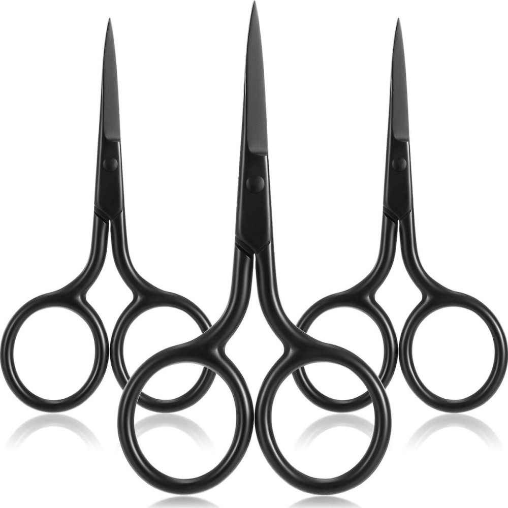 Mudder 3 Pack Small Nose Scissors Facial Hair Trimming Mini Beauty Stainless Steel Grooming Pointed Scissor for Grooming Eyebrows, Nose, Mustache, Beard
