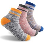 FEIDEER Women\'s Hiking Walking Socks, Multi-pack Outdoor Recreation Wicking Cushion Low Cut Ankle Quarter Socks(3WSS18103-M)