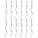 SWACC 12 Pcs Curly Wavy One Color Party Highlights Clip on in Hair Extensions Colored Hair Streak Synthetic Hairpieces (Sliver Gray)