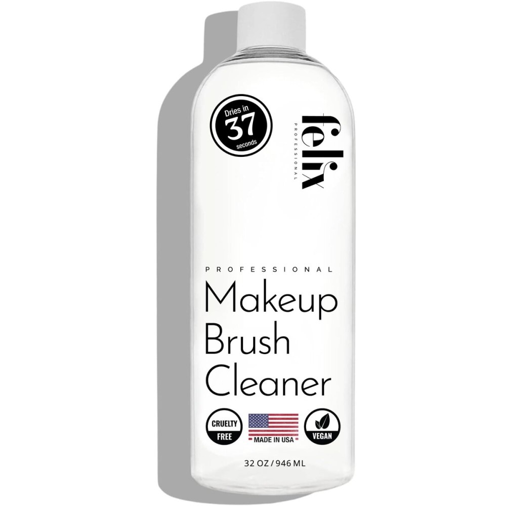 Felix Professional Makeup Brush Cleaner - Deep clean Rinse Free Quick Dry - Ideal for Cleaning and Odorizing Natural and Synthetic Make-up Brushes (32 Fl oz)